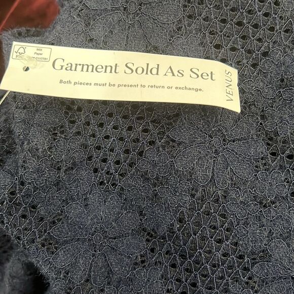 VENUS Blue Long Sleeve Sheath Maxi Dress And Slip Sz Small 2 Pieces Floral Lace - Picture 13 of 17